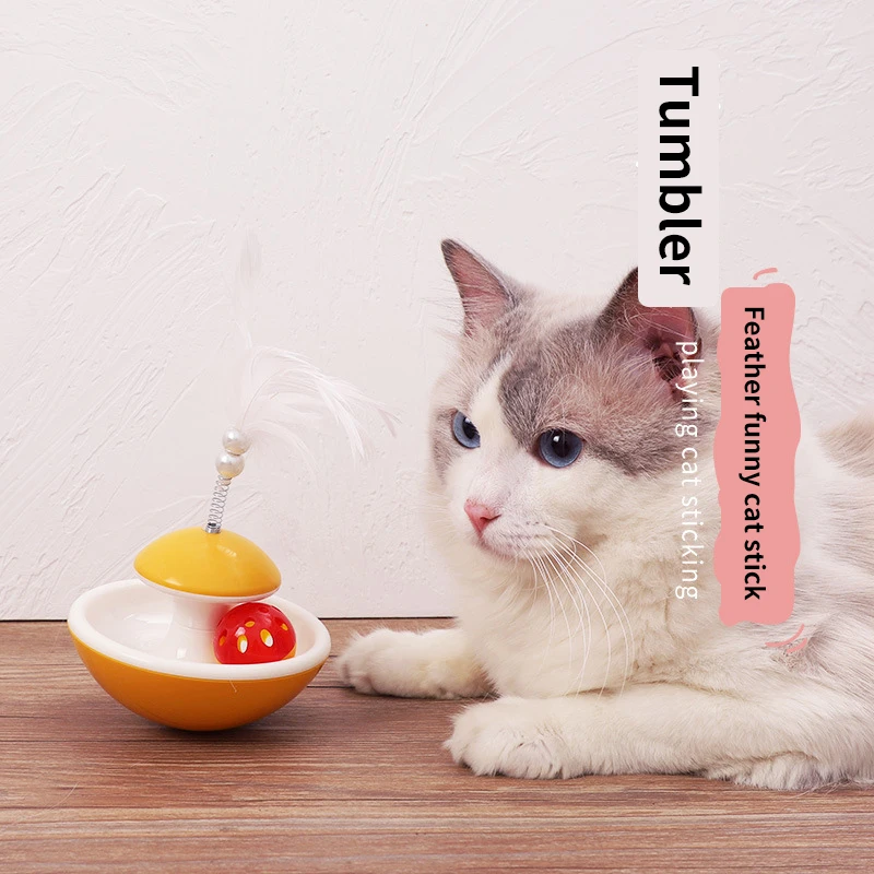 

Tumbler Feather Funny Cat Stick Kitten Toy For Small Dogs Plush Octopus Puppy Training Toys Games Cats Flying Saucer Interesting