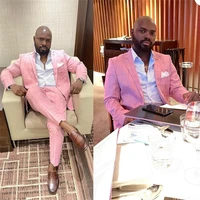 2 pieces pink plaid men suits jacketpant custom made formal casual suits fit slim fashion party suit