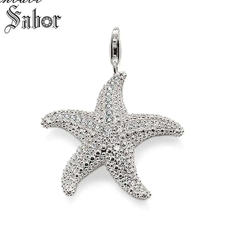 Женские Подвески в виде морской звезды с белым цирконием модное серебряное