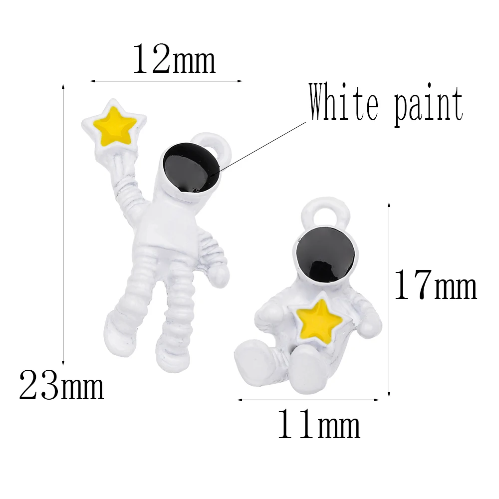 JQ 20Pcs/Set White Spray Paint Cartoon Astronaut Spaceship Bear Pendant Charm For Lovers Bracelet Necklace DIY Jewelry Making |