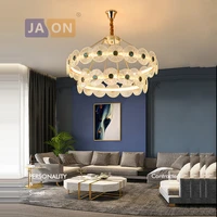 double layer dimmable led designer gold silver lustre hanging lamps pendant light suspension luminaire lampen for foyer