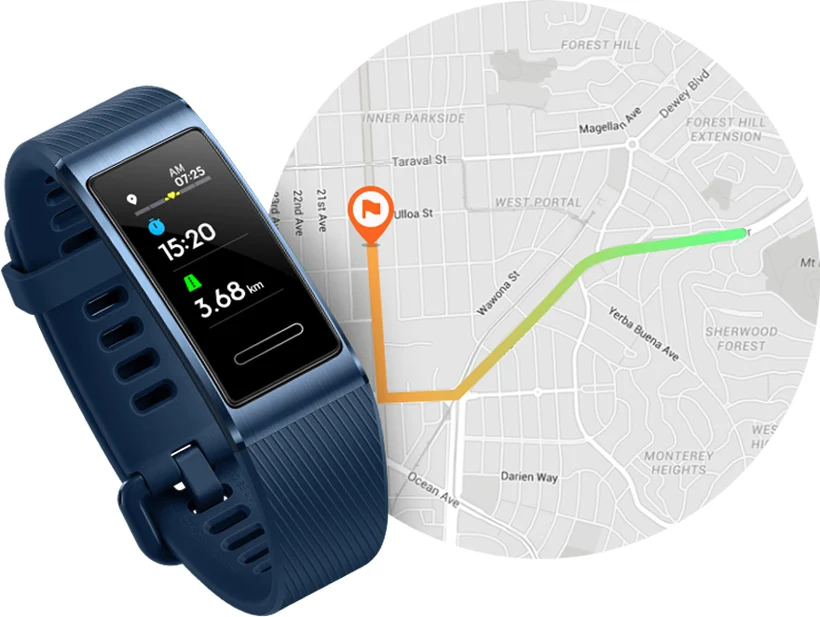 huawei Band 3 Pro Smartband gps металлический каркас Amoled Полноцветный Сенсорный экран плавать ход датчик сердечного ритма сна