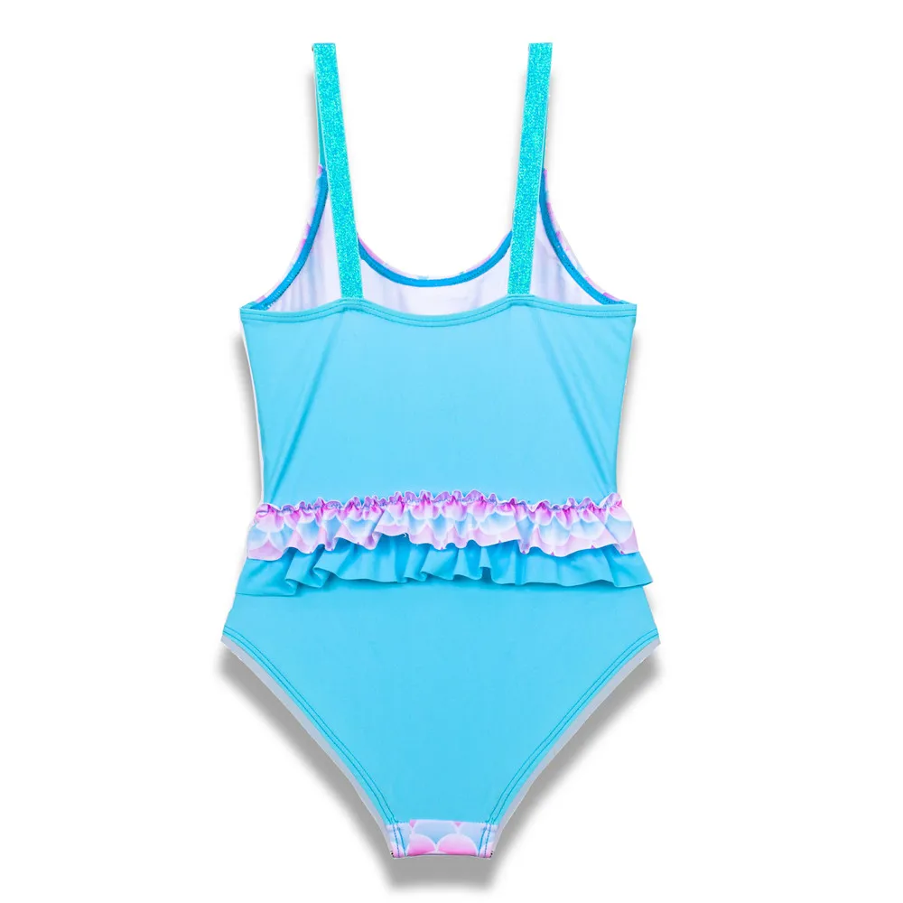 Купальный костюм для девочек с принтом русалки Новый брендовый летний детский