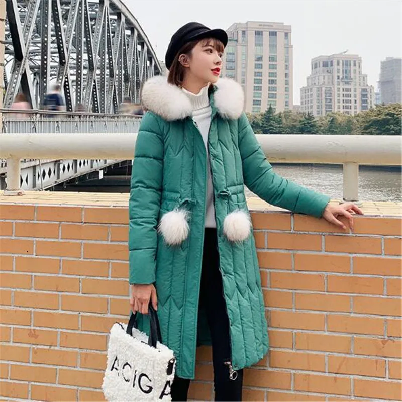 Толстое пуховое хлопковое зимнее пальто для женщин размера плюс средней длины