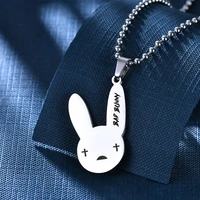 beads chain stainless steel rabbit bad bunny pendant necklace festival gift collares jewelry for women man fashion jewelry