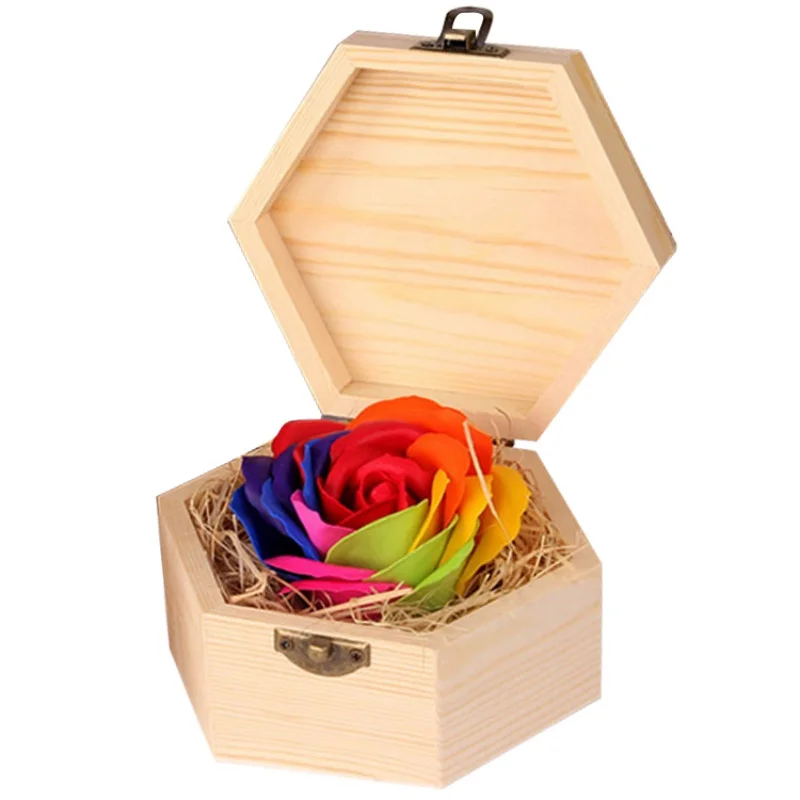 Colorful Flora Scented Bath Flower Plant Soap Rose Essential Oil With Wooden Box Wedding Gift Happy Valentine's Day | Дом и сад