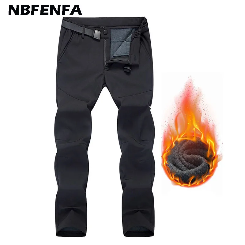 

Men Pant Fleece Warm Winter Male Trouser Men Waterproof Windproof Pant Hiking Fashion Solid Thick Sports Outdoor Sweatpant LA124