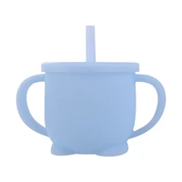 1PC Baby Silicone Water Cup Feeding Cup Baby Drinking Straw Cup Tall Cup BPA Free Silicone Cup 5Color Cute Drink Cup Drop-proof