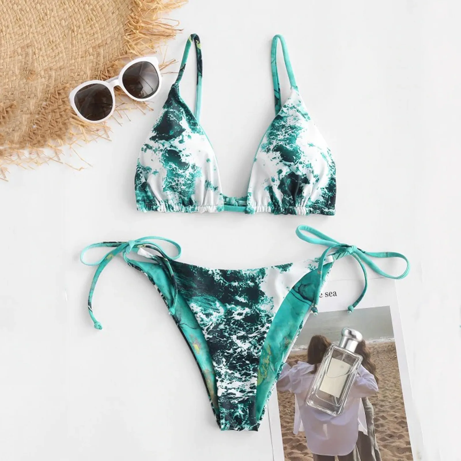 Женское бикини с принтом тай-дай бандаж заниженная талия Танкини пуш-ап