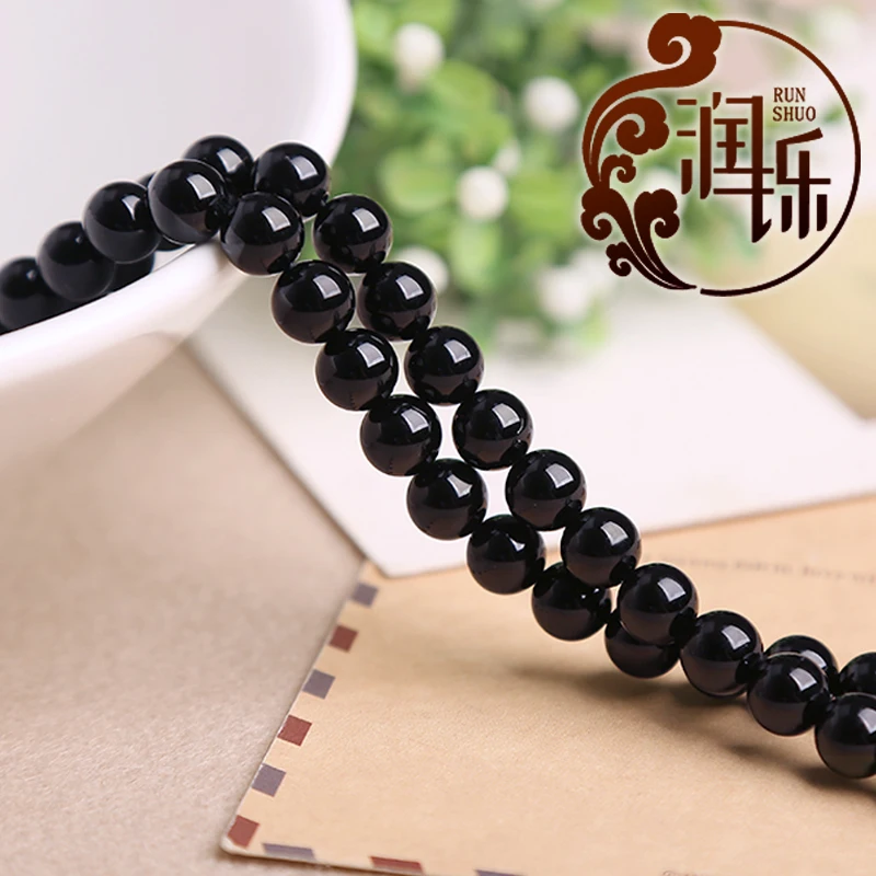Гладкие бусины из натурального камня черные Агаты свободные для изготовления