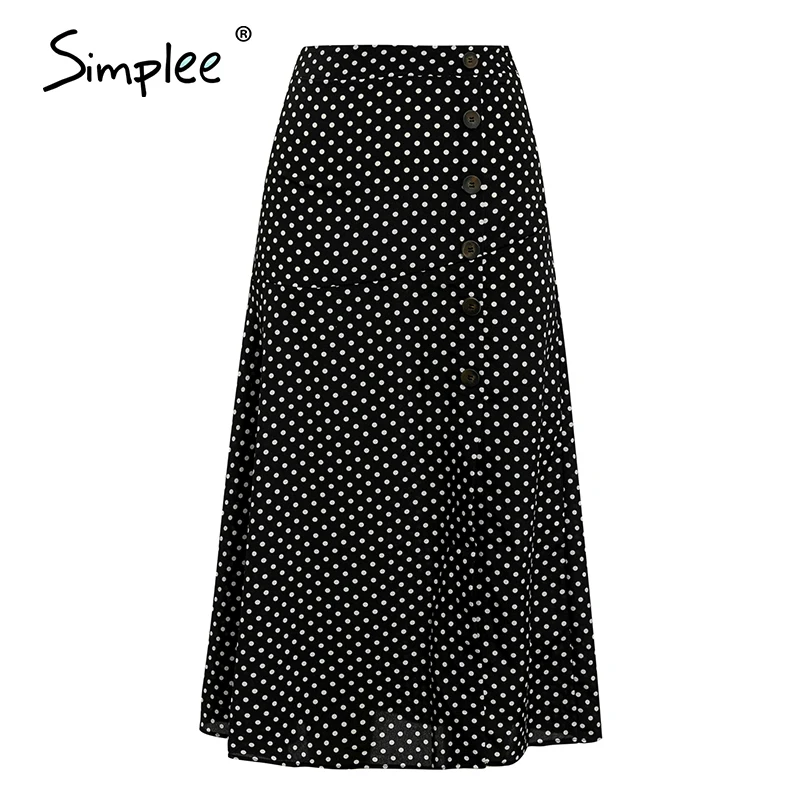 Женская юбка в горошек Simplee с высокой талией трапециевидная повседневная