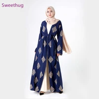 2020mayata ramadan golden line embroidery kimono muslim abaya muslim dress female big swing islamic kaftan robe musulman abayas