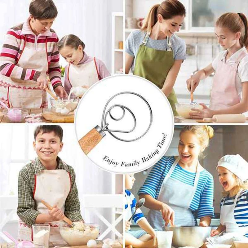 Венчик для теста Датский 3 шт. 13 дюймов с скребками крючок из нержавеющей стали