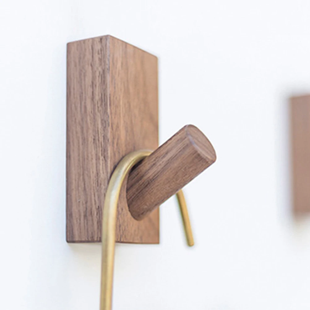 Крючок из твердой древесины креативный клейкий крючок для задней двери вешалка