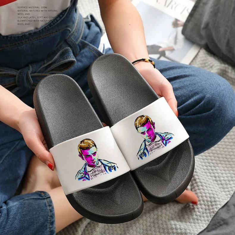 

New Fashion Women Slippers Stranger Things Upside Down Eleven Graphic Sandals Female Harajuku Outdoor Flip Flops 2021
