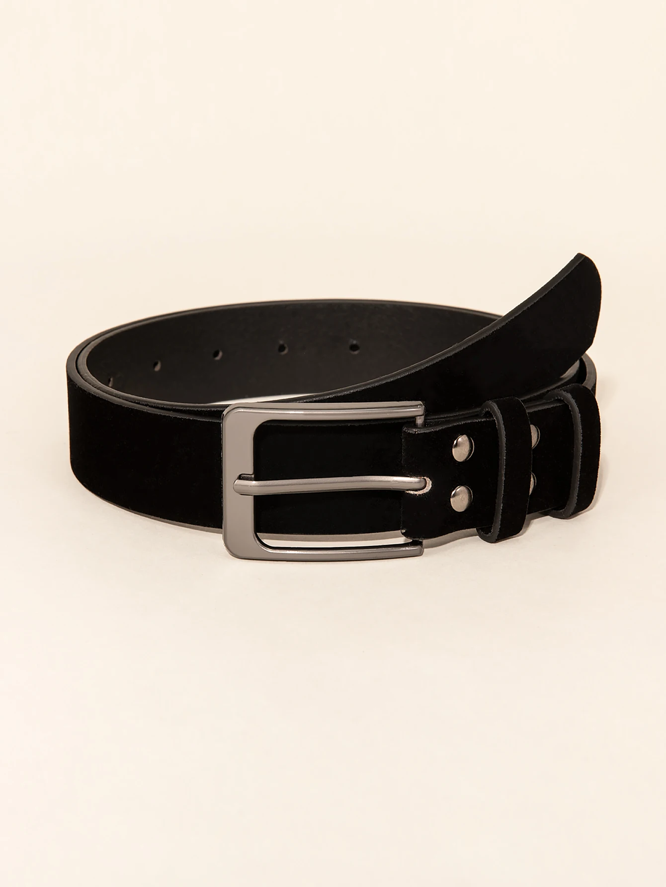 Ремень с квадратной пряжкой Женский однотонный повседневный черный замшевый