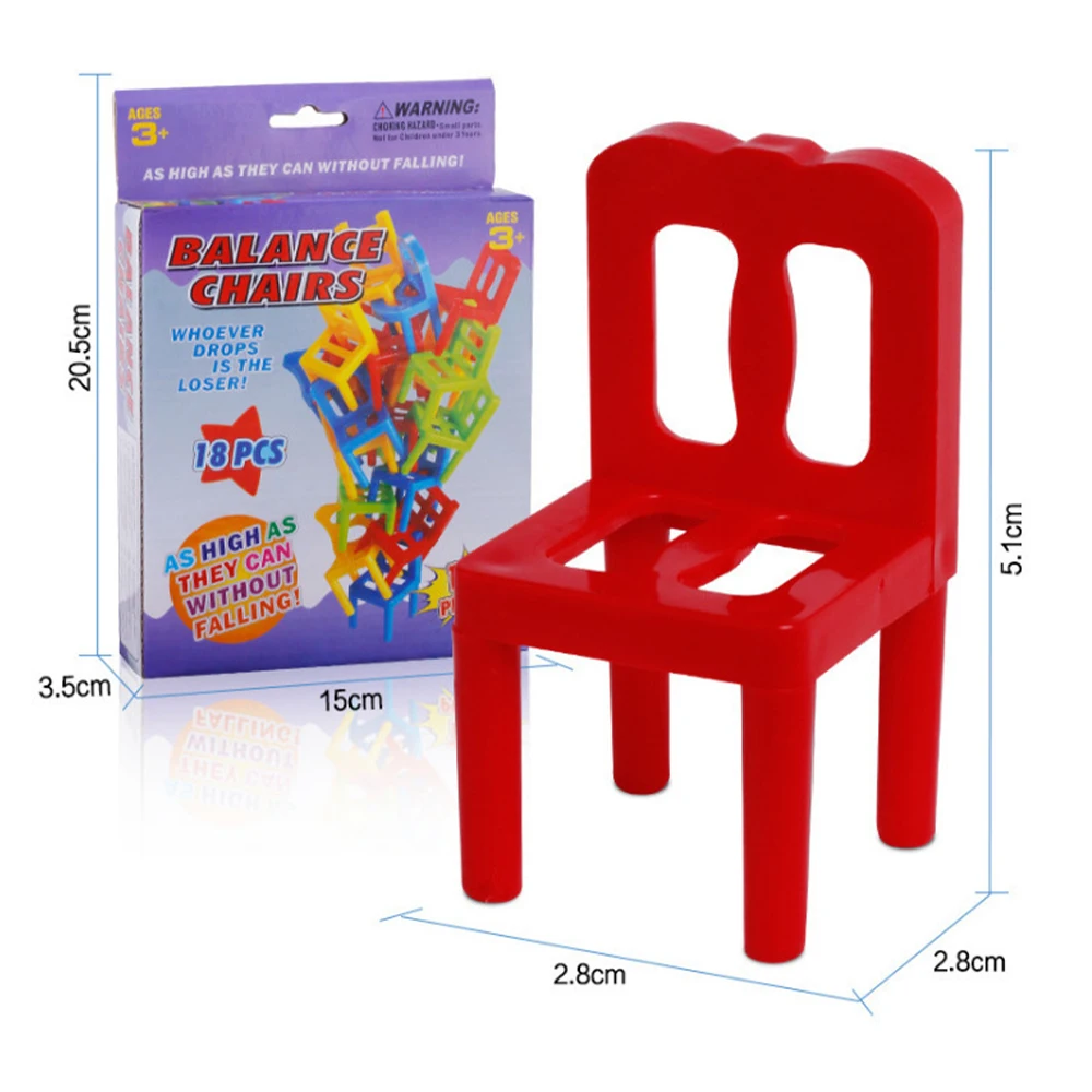 

18pcs Mini Chair Balance Blocks Toy Plastic Assembly Blocks Stacking Chairs Kids Educational Family Game Balancing Training Toy[