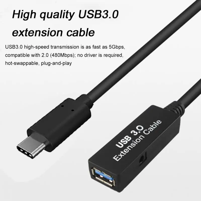

5 м PC Latop USB 3,0 Type C AF Удлинительный кабель, шнур для передачи данных для Oculus Quest USB Удлинительный провод, портативный компьютерный кабель, аксес...