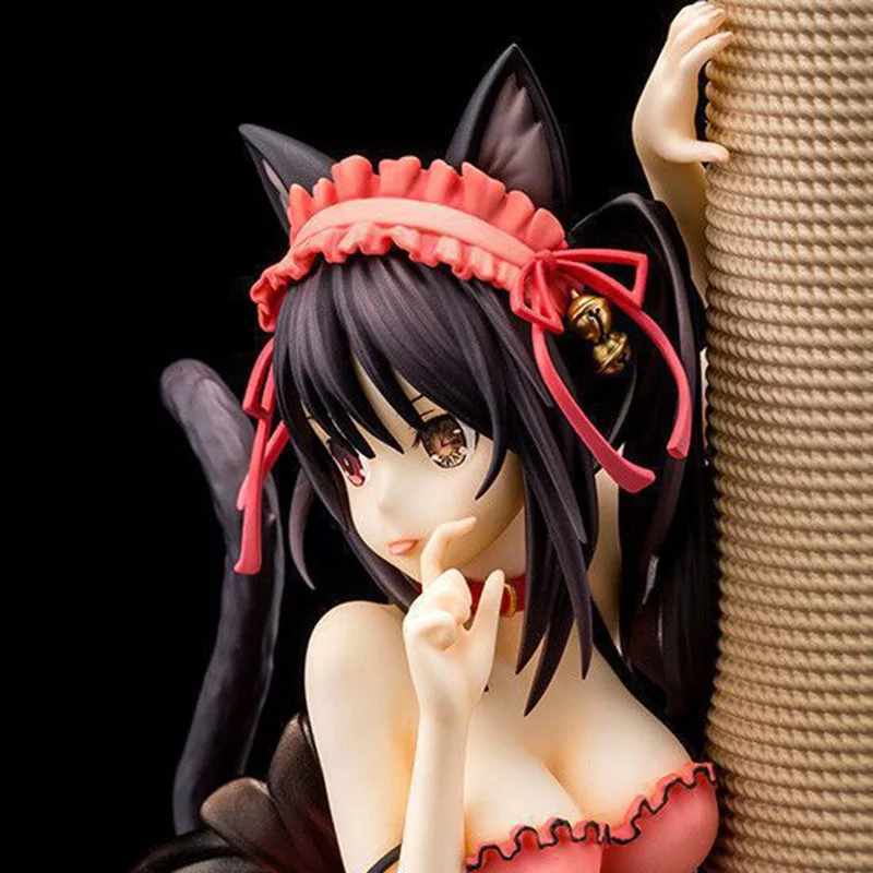 

24CM Date A Live Nightmare Tokisaki Kurumi Nightmare Nekomusume Cat Dress Sexy PVC Action Figure Anime Collection Doll Toys Gift