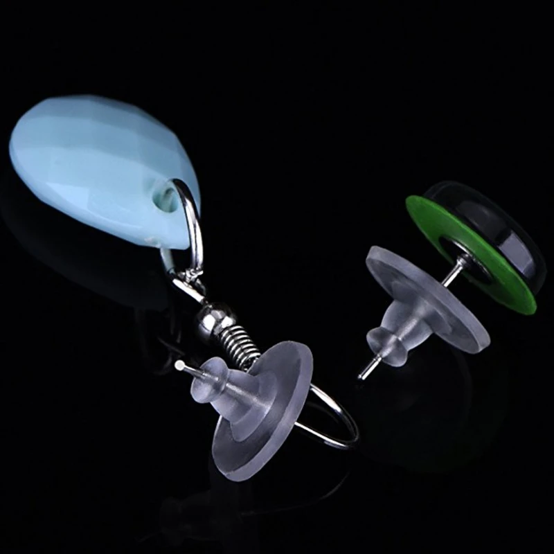 

100pc Clear Rubber Earring Safety Back Bullet Clutch Earring Pad Jewelry Finding