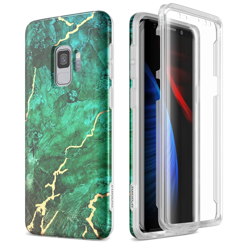 Мягкий чехол GrandEver для Samsung Galaxy S9 Plus 360 2 в 1 ударопрочный бампер со встроенной
