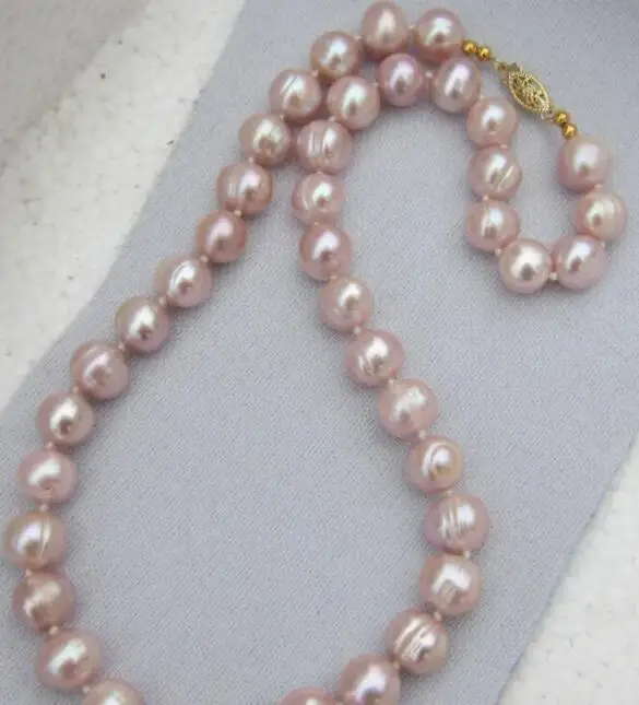 Günstig 18 Zoll 10-11mm AAA Südsee Rosa Lila Natürliche Perle Halsketten 925 Silber Verschluss