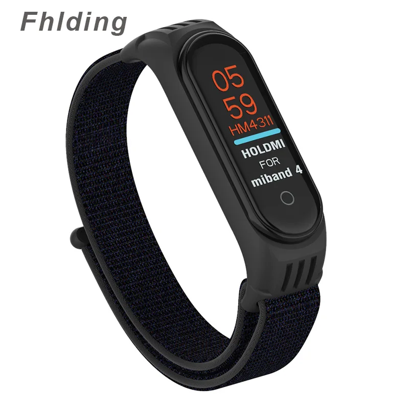 Нейлоновый сменный Браслет для Xiaomi mi, ремешок 4 для mi Band 3, спортивный дышащий браслет для Xiaomi mi, ремешок 3 4 - Цвет: Black