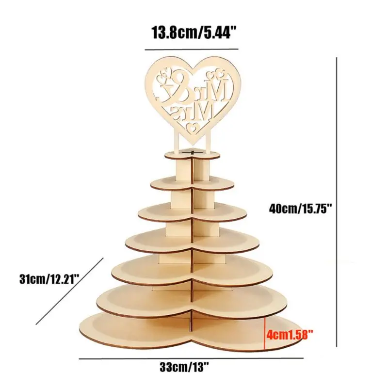 

Mr & Mrs / I Love You Wooden Chocolate Candy Heart Wedding Centrepiece Display Stand Holder For Wedding Decoration