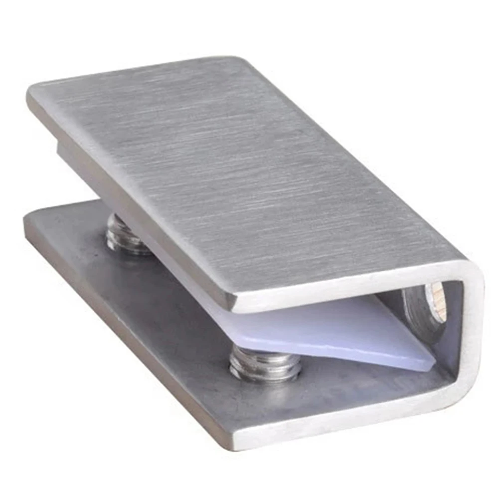 Home Bath Glass Clamp Support Easy Install Door Hinge Cabinet Fixed Accessories Furniture Hardware Cupboard Clip Stainless Steel |