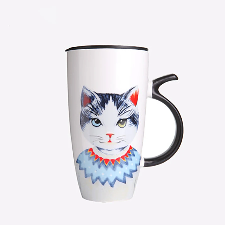 Керамическая креативная чашка кофейная Мультяшные чашки для эспрессо с котом