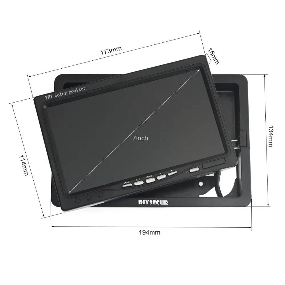 Автомобильный ЖК монитор DIYSECUR AHD 800x480 7 дюймов поддержка камеры 1080P 2x4 контакта