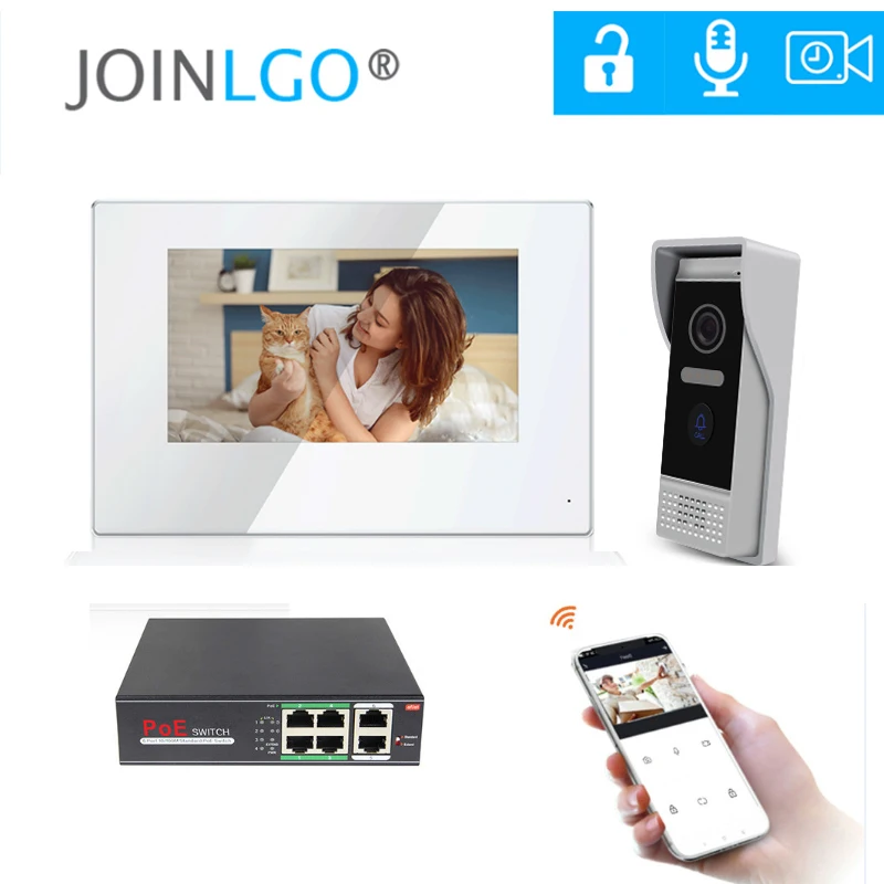 

POE 720P AHD Smart Home 7 Inch Touch Screen WIFI Video Intercom Door Phone System IR Camera Doorbell Tuya APP Remote Unlock