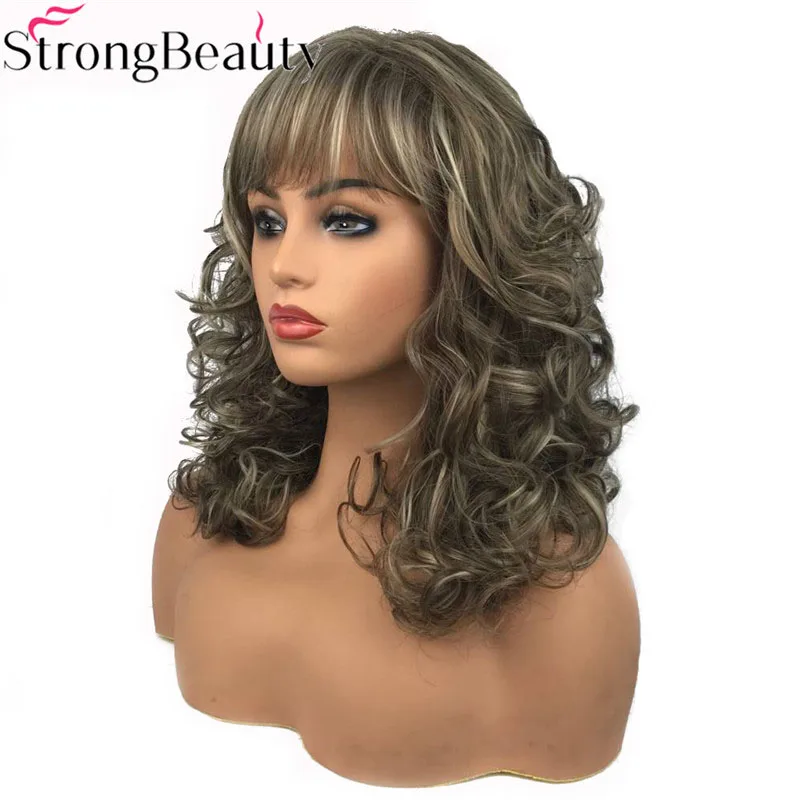 StrongBeauty женские длинные кудрявые прямые парики синтетический парик без
