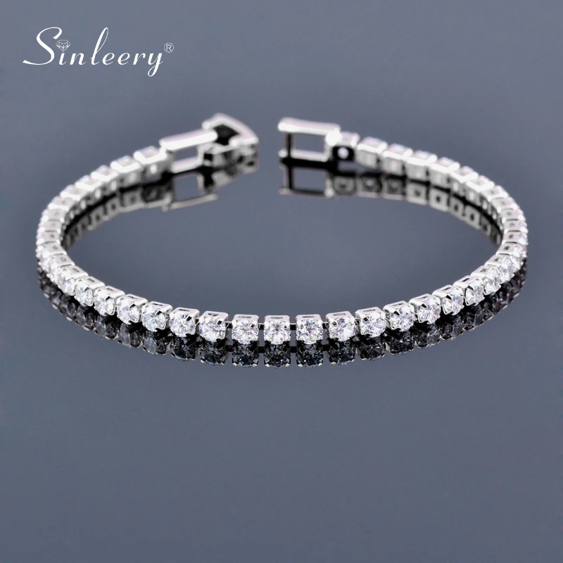 

SINLEERY 16CM Round AAA Cubic Zirconia Tennis Bracelet For Women Rose Gold Silver Color Bridal Wedding Jewelry SL059 SSF