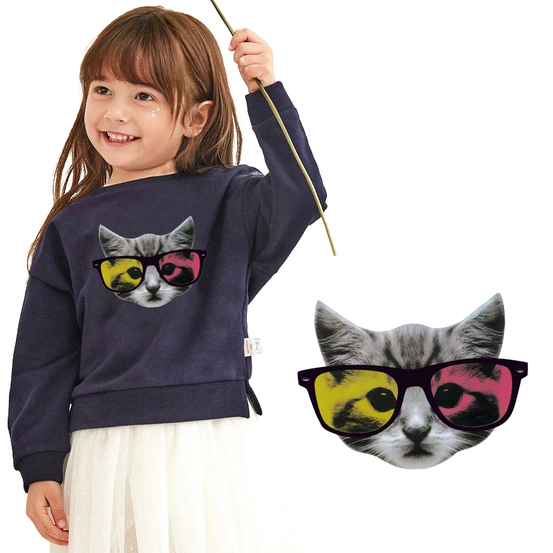 Термоклейкие нашивки с изображением хиппи кота для одежды наклейки мультяшных