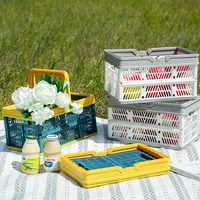multifunctional folding collapsible plastic storage crate picnic weaving box desktop table cosmetics household supplies