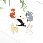 Эмалированная брошь в виде животного оригами, лиса панда на заказ, коала, альпака, кролик, брошь для сумки, одежды, лацкана, значок, мультяшное ювелирное изделие для детей, друзей