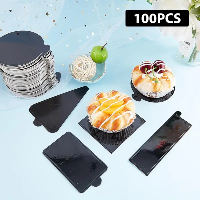 

100pcs/set Black Mousse Mat Bottom Foam Cake Base Boards Paper Board Shape