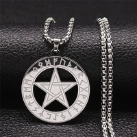 stainless steel virgin divination letter pendant necklace silver color witchcraft pentagram necklaces jewelry collier n5218s02