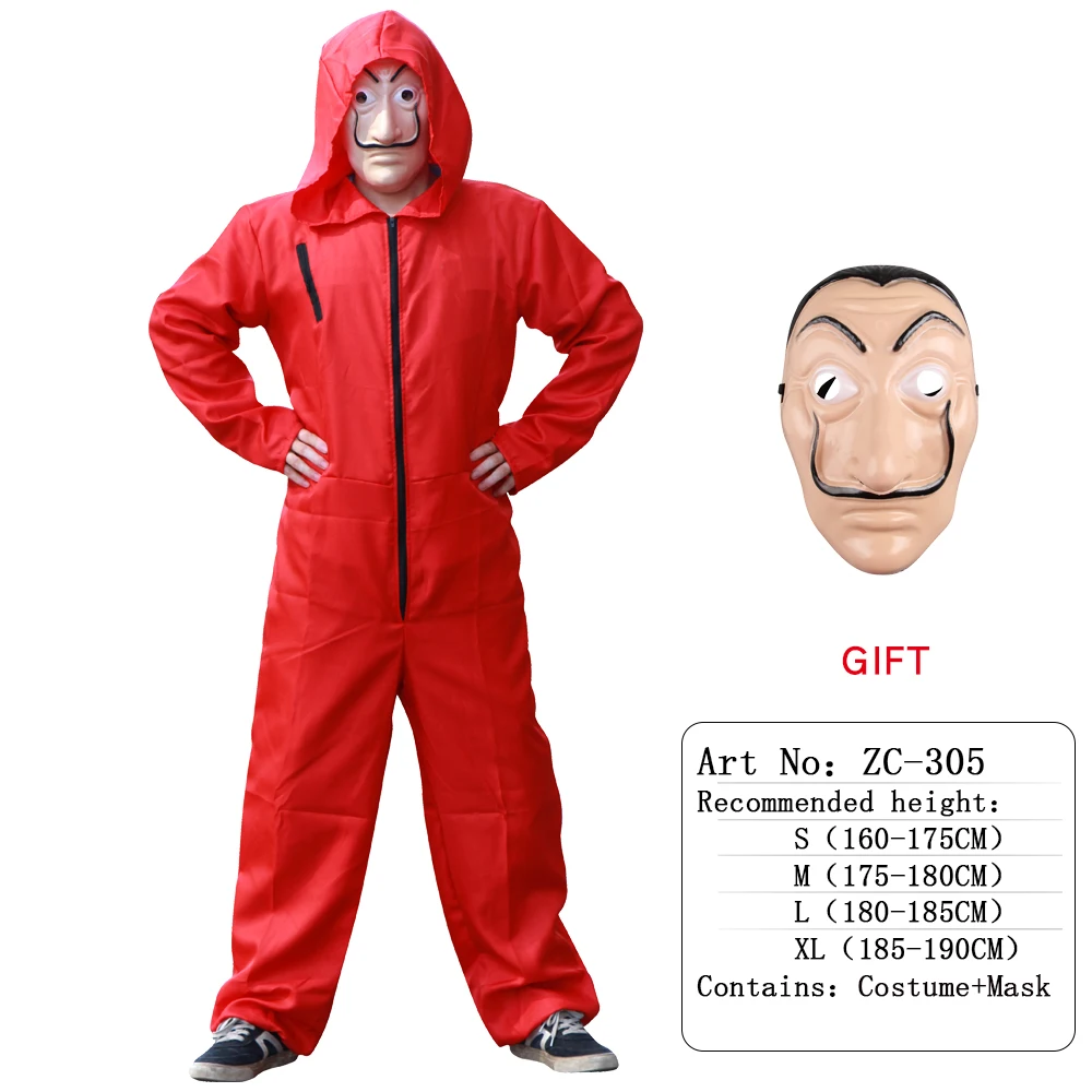 2pcs costume mask Праздничный карнавальный в House of paper роль Papel и женских платьев чеонгсам маска для лица с шапка Косплэй игры вечерние взрослых Косплэй денег, платье - Цвет: 2pcs costume mask