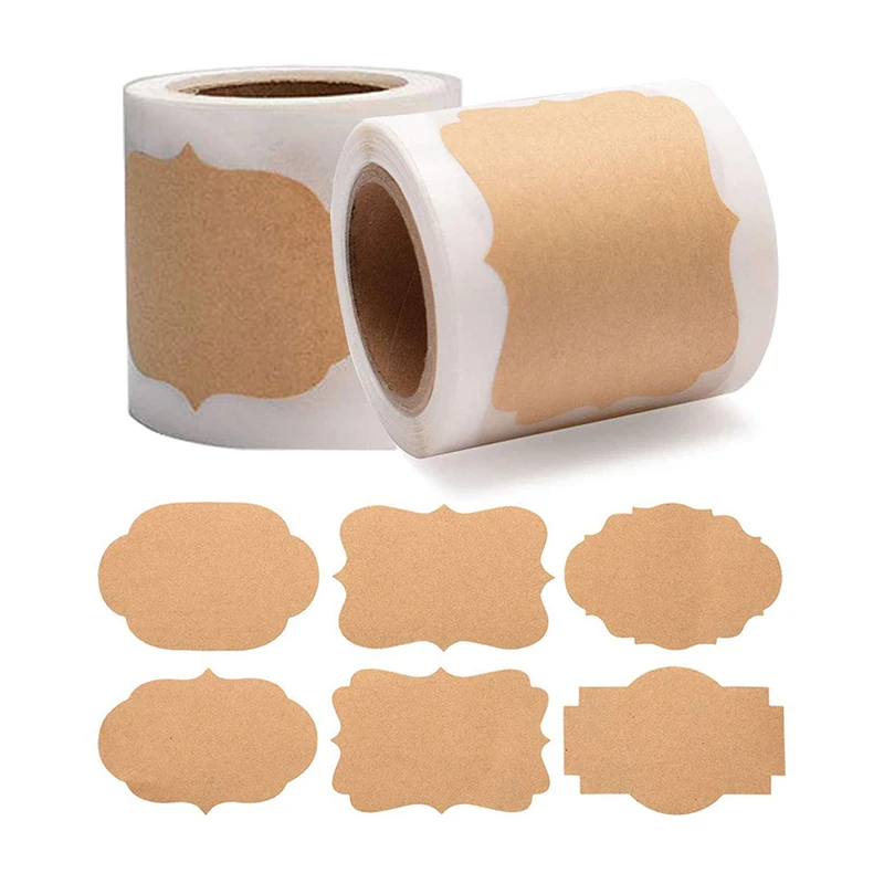 

Kraft Paper Label Stickers, 3 Shapes Self Adhesive DIY Sticker, Kitchen & Office Sticker, Bottle, Gift Wrapping Label Paper