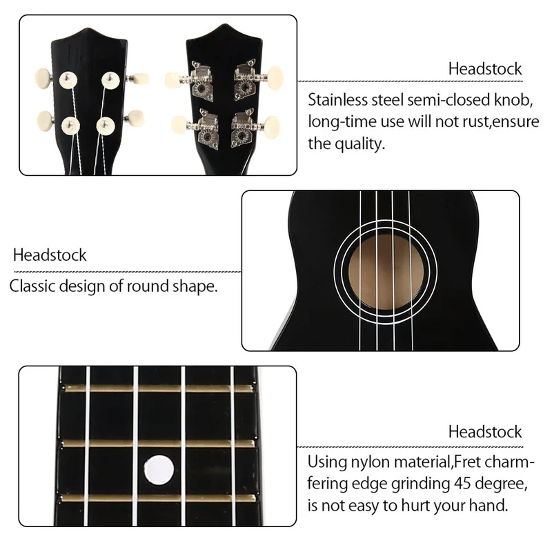 Acoustic Ukulele 21 Inch Combo 4 Strings Hawaii Guitar Musical Instrument for Kids and Music Beginner Uke Set | Спорт и развлечения