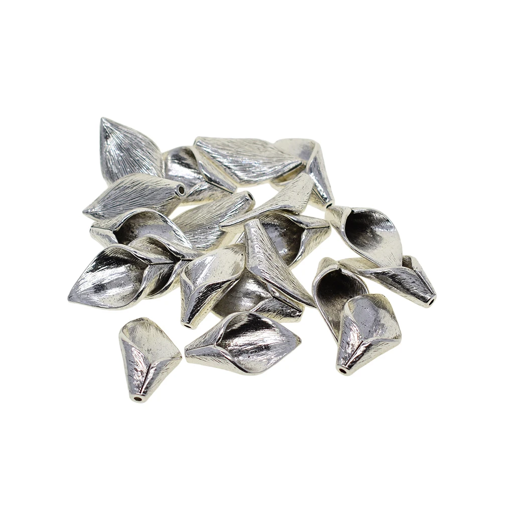 Набор из 20 античных серебряных бусин в стиле бохо с объемным изображением воды
