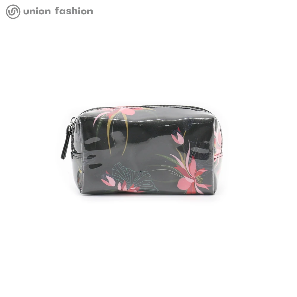 

Union Fashion Cheap Black Flower Printed Good Price Makeup Cosmetic Bag