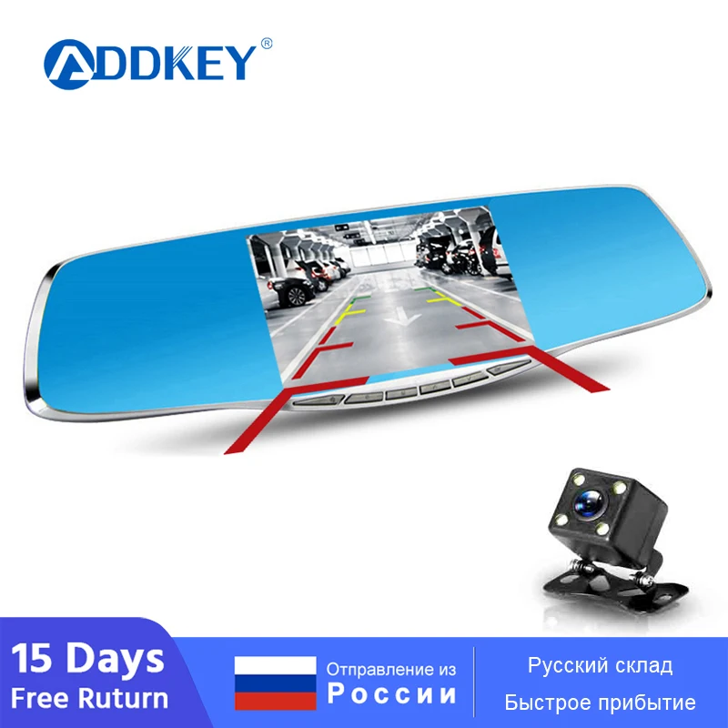 Автомобильный видеорегистратор ADDKEY регистратор Full HD 1080P с камерой 4 3 дюйма