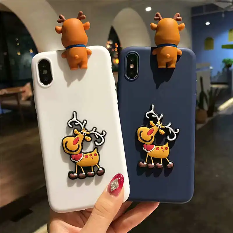 

3D Cartoon Christmas Deer soft case For Huawei Honor 20 Pro 9X 20s 10i 20i play p smart 2019 cover honor 8x max 8c 8 9 10 lite
