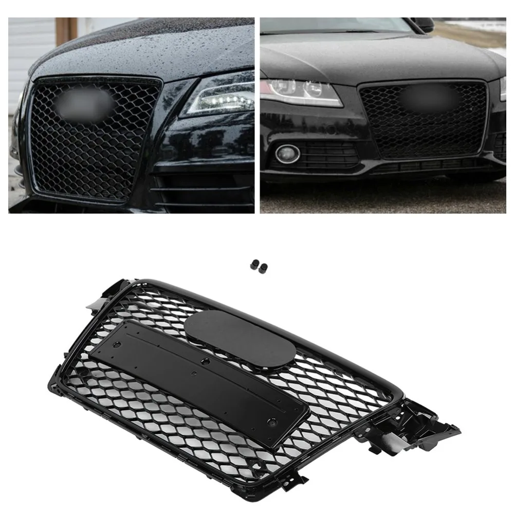 For RS4 Style 1 Set Black ABS Radiator Chrome Front Sport Hex Mesh Hood Grill Gloss Audi A4S4 B8 2009 2010 2011 2012 | Автомобили и
