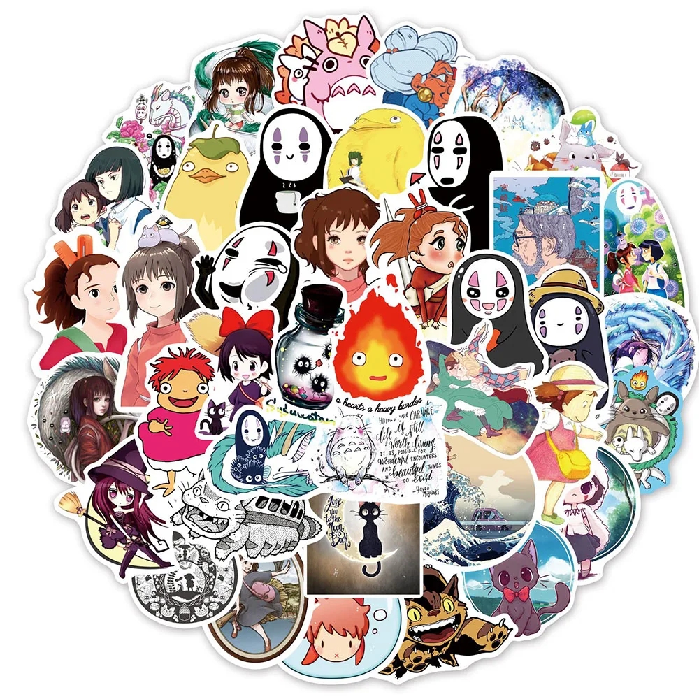 103050pcs cartoon anime stickers ghibli hayao miyazaki totoro spirited away princess mononoke kiki stationery sticker decals free global shipping