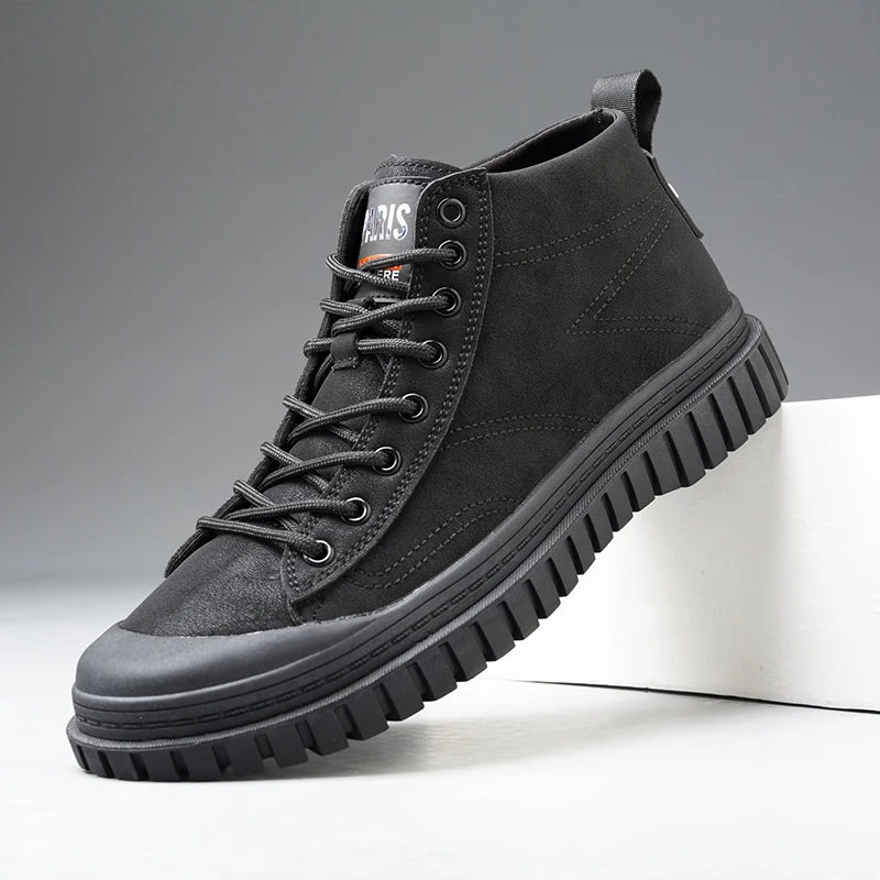 

Men's Skateboard Shoes Luxury Genuine Leather High-Top Shoes Outdoor Soft Comfortable Casual Shoes Personality Men Sneakers