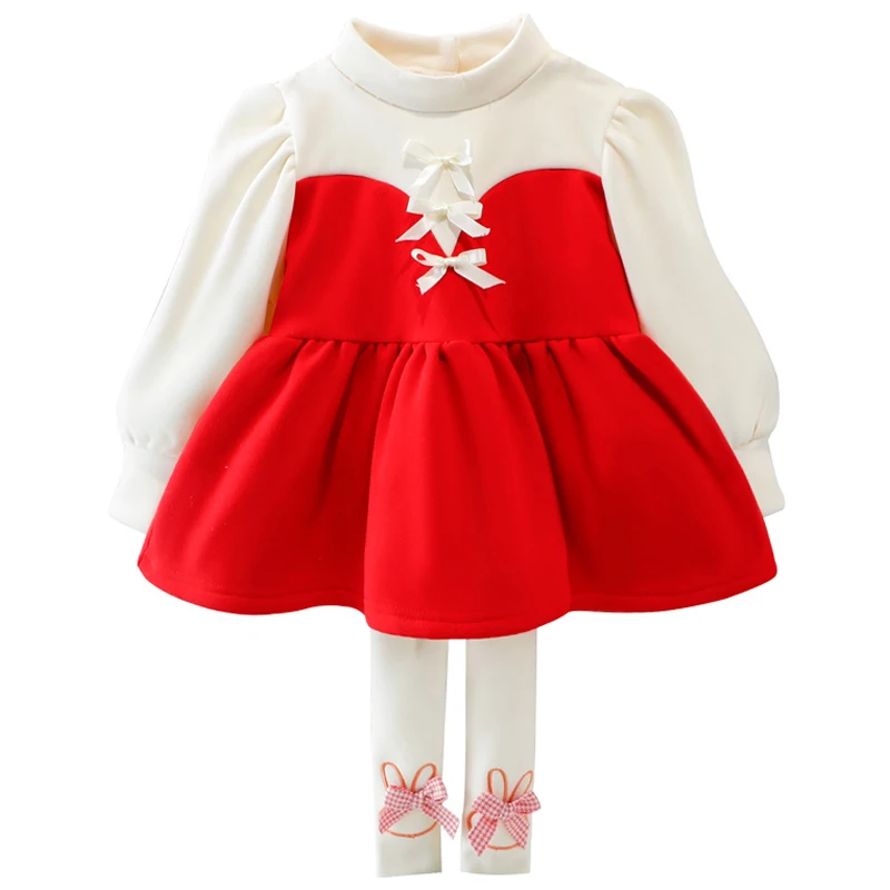 Conjunto de ropa gruesa de algod&oacute;n para ni&ntilde;a, traje de empalme de princesa + Pantalones, trajes de 0 a 4 a&ntilde;os, ropa para beb&eacute; de ni&ntilde;o 2021-0
